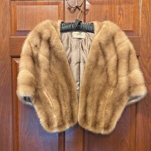 Genuine Fur Cape Stole Cropped Poncho
